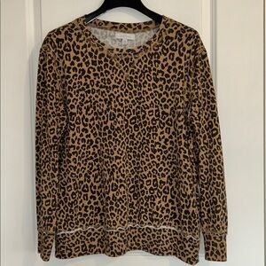 New Directions Animal Print Knit oversized pullover Lightweight sweater top Sz M